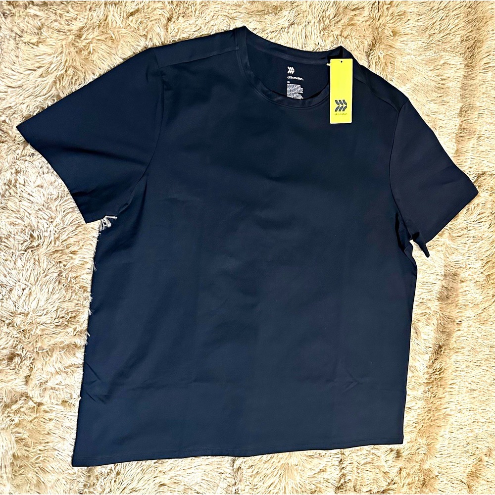 All in Motion Men's Stretch Crew Neck Short Sleeve T-Shirt XL Black Solid
